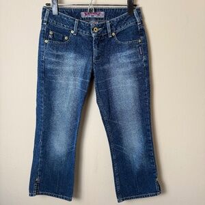 Vintage Silver Capri Jeans Womens 26 90s Y2K Cropped Clam Diggers Low Rise Pants